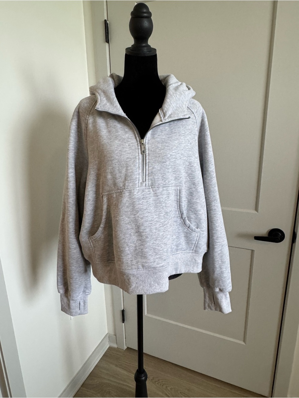 Light Gray Half-Zip Hoodie Sweatshirt